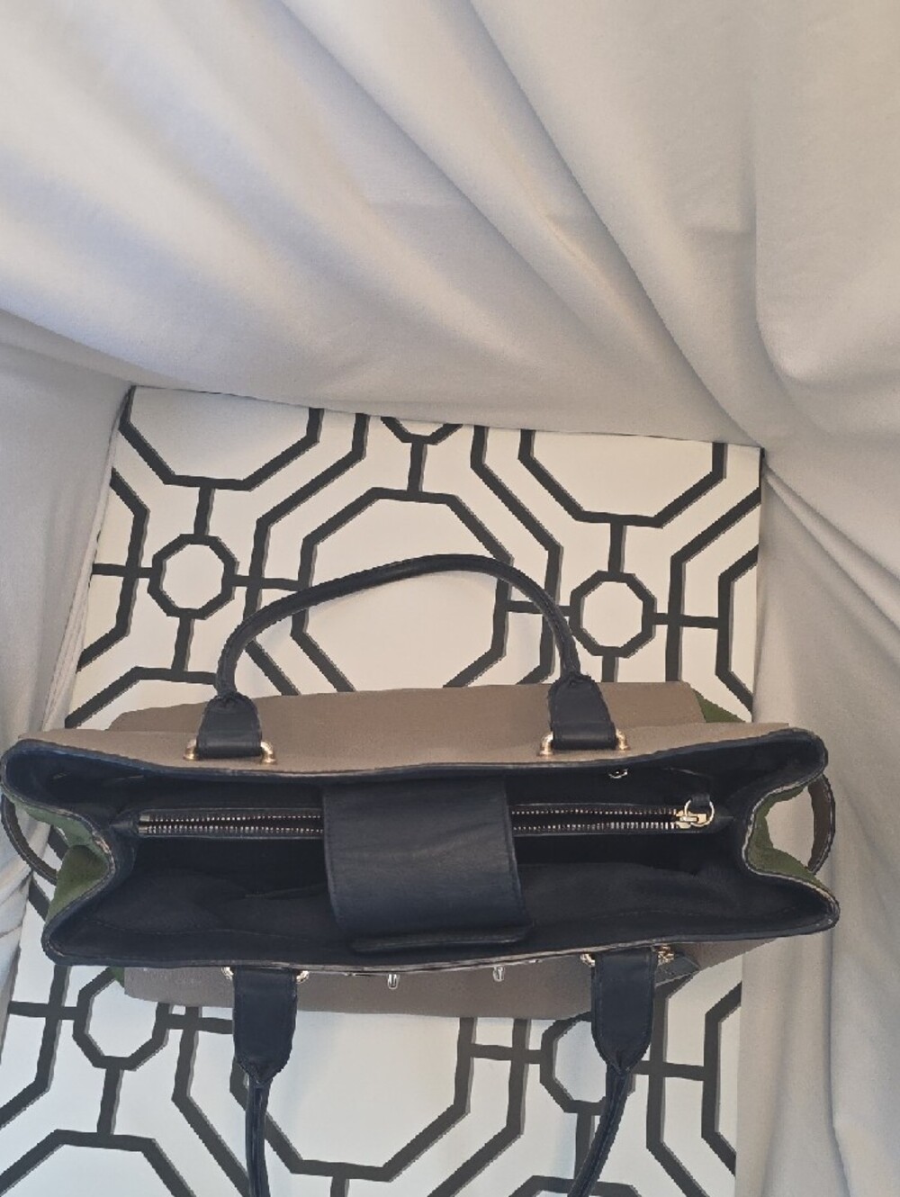 Coach Taupe, Green & Navy with Gold Hardware - Picture 5 of 9